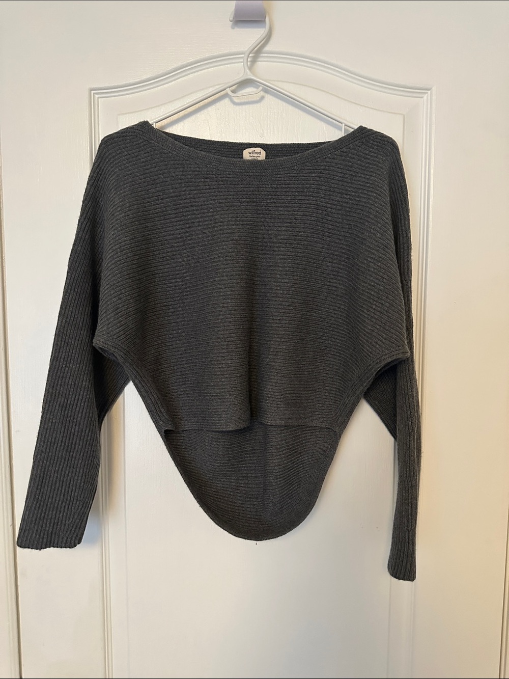 Wilfred Charcoal Ribbed Cropped Boatneck Sweater